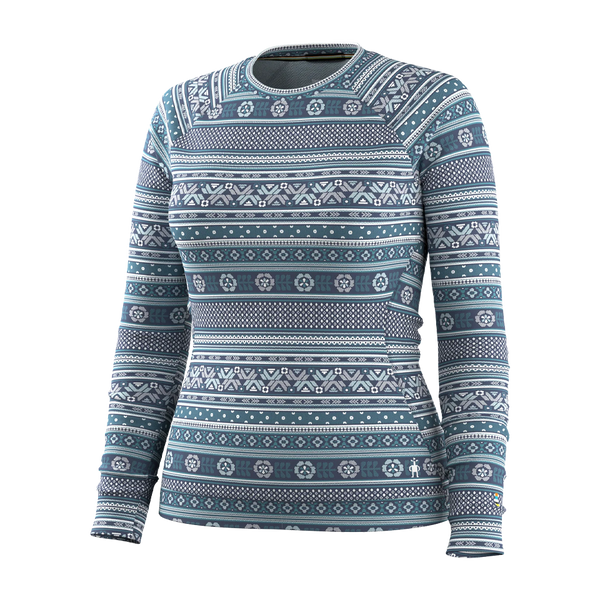 Smartwool Women's Classic Thermal Merino Base Layer Crew Nightfall Fair Isle Fun