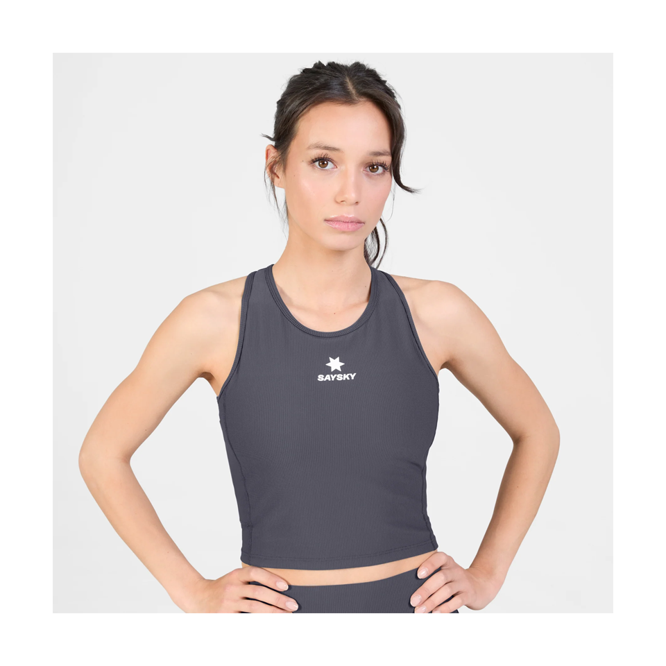 SAYSKY Women's Combat Rib Crop Top Grey