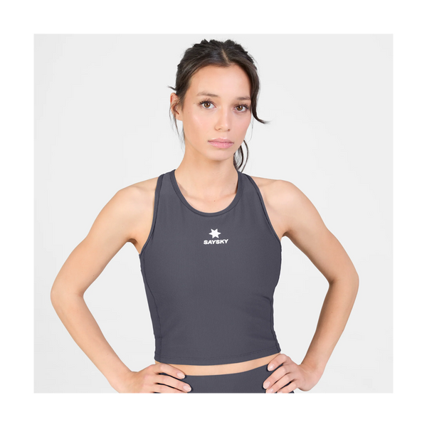 SAYSKY Women's Combat Rib Crop Top Grey