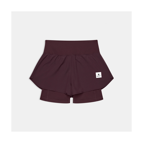 SAYSKY Women's 2 in 1 Pace Shorts 3" Burgundy