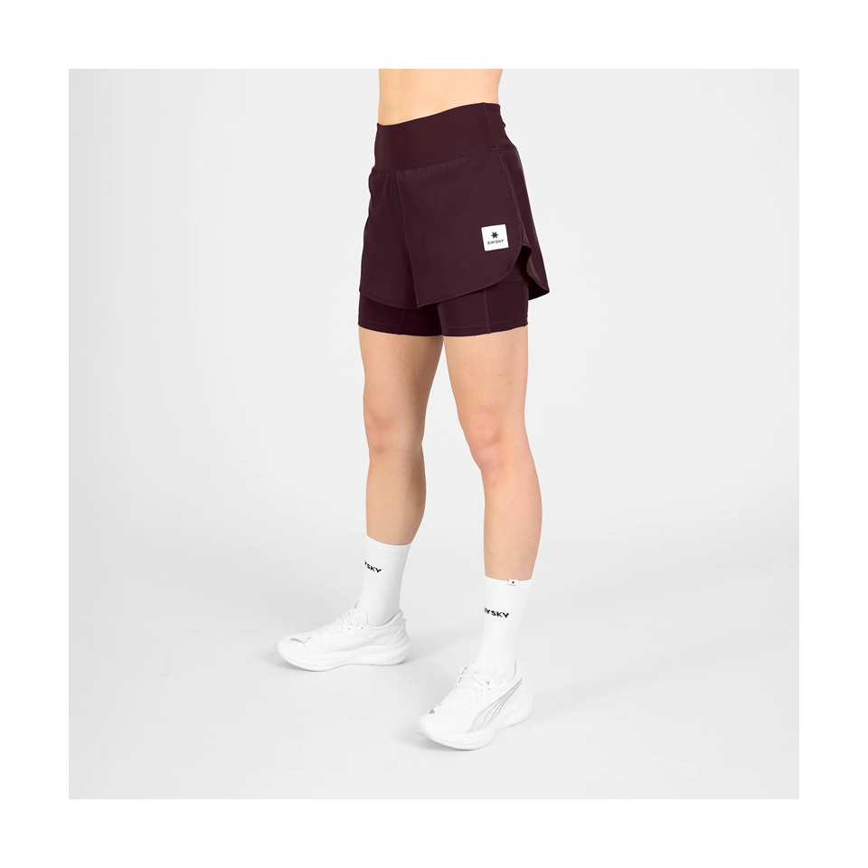 SAYSKY Women's 2 in 1 Pace Shorts 3" Burgundy