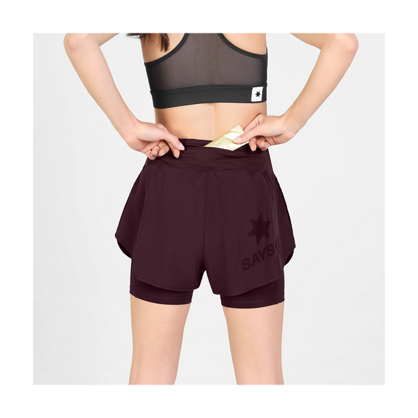 SAYSKY Women's 2 in 1 Pace Shorts 3" Burgundy