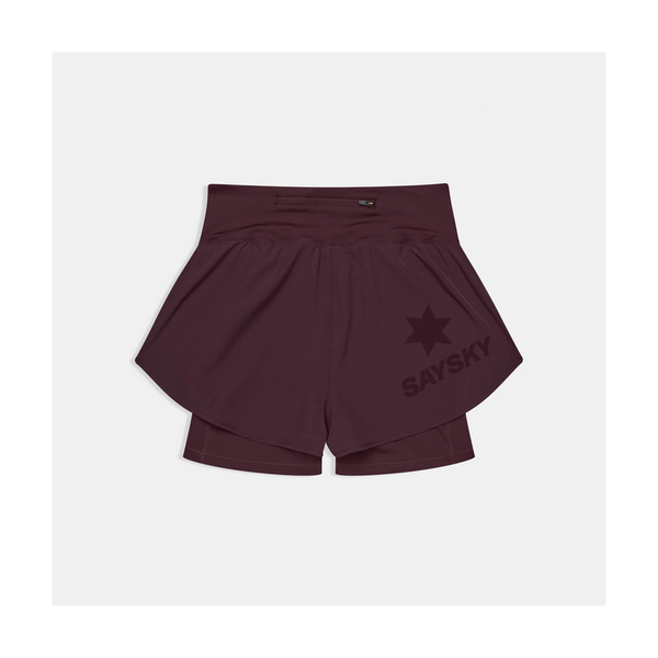 SAYSKY Women's 2 in 1 Pace Shorts 3" Burgundy