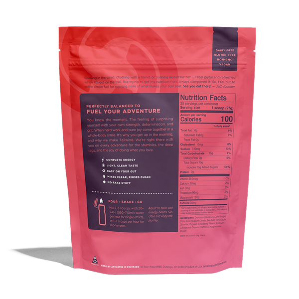 Tailwind Nutrition Endurance Fuel 30 Servings Raspberry - Caffeinated