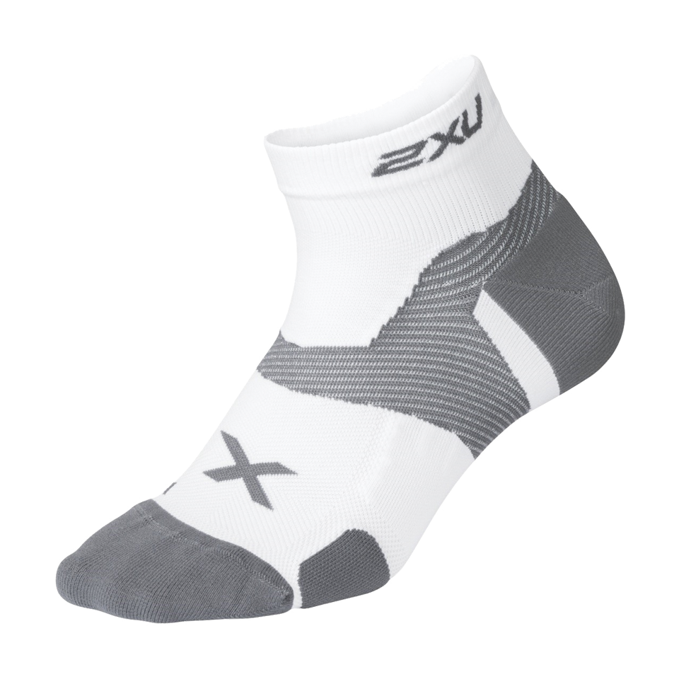 2XU Vectr Cushion 1/4 Crew Compression Socks White/Grey Main image
