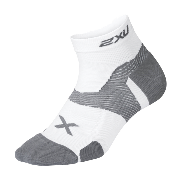 2XU Vectr Cushion 1/4 Crew Compression Socks White/Grey