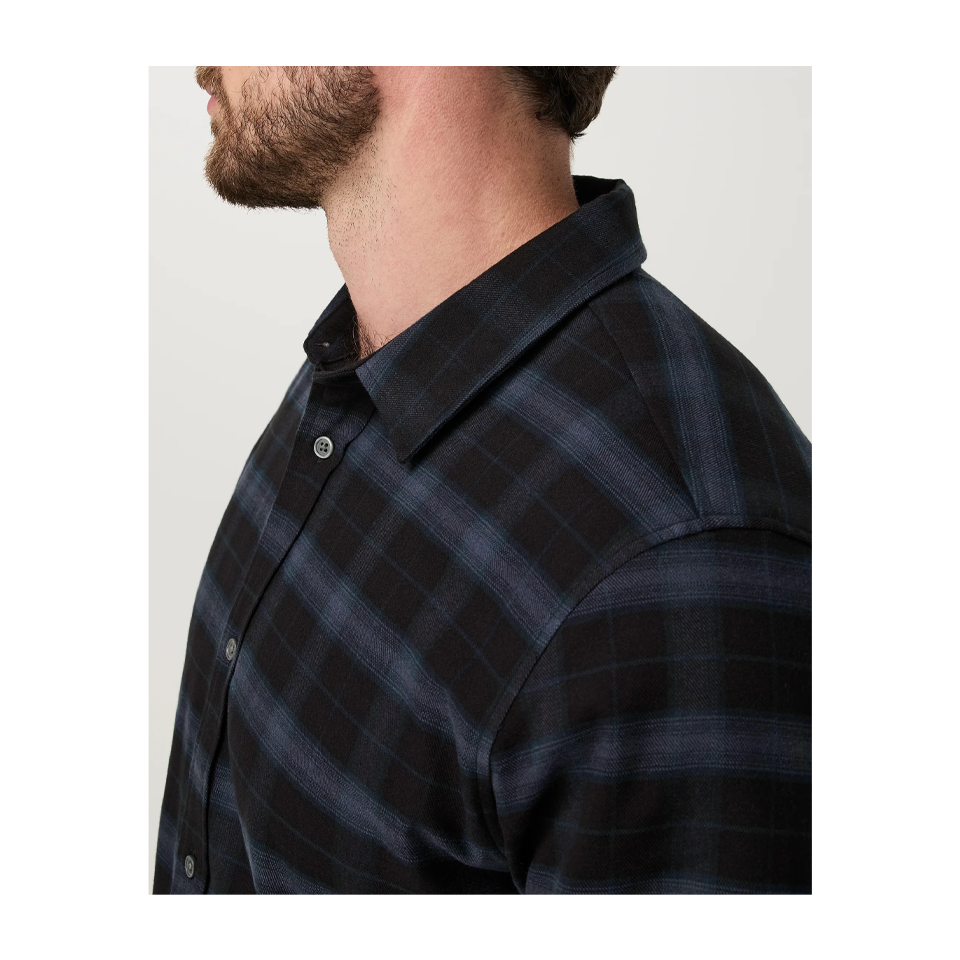 Vuori Men's Long Sleeve Midweight Flannel Shirt Black