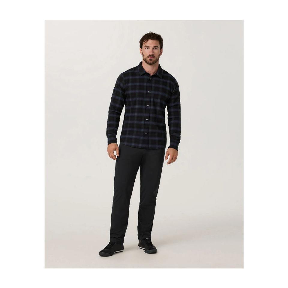 Vuori Men's Long Sleeve Midweight Flannel Shirt Black