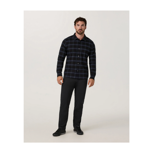 Vuori Men's Long Sleeve Midweight Flannel Shirt Black
