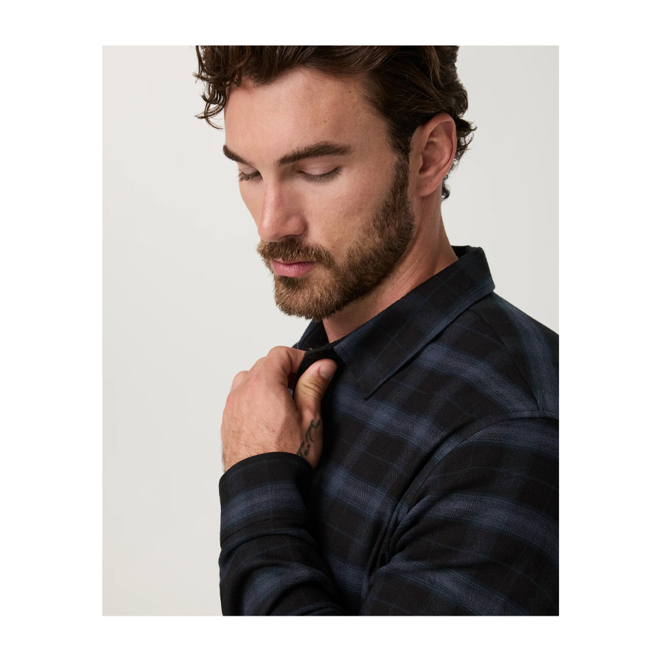 Vuori Men's Long Sleeve Midweight Flannel Shirt Black