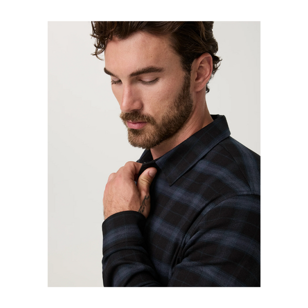 Vuori Men's Long Sleeve Midweight Flannel Shirt Black