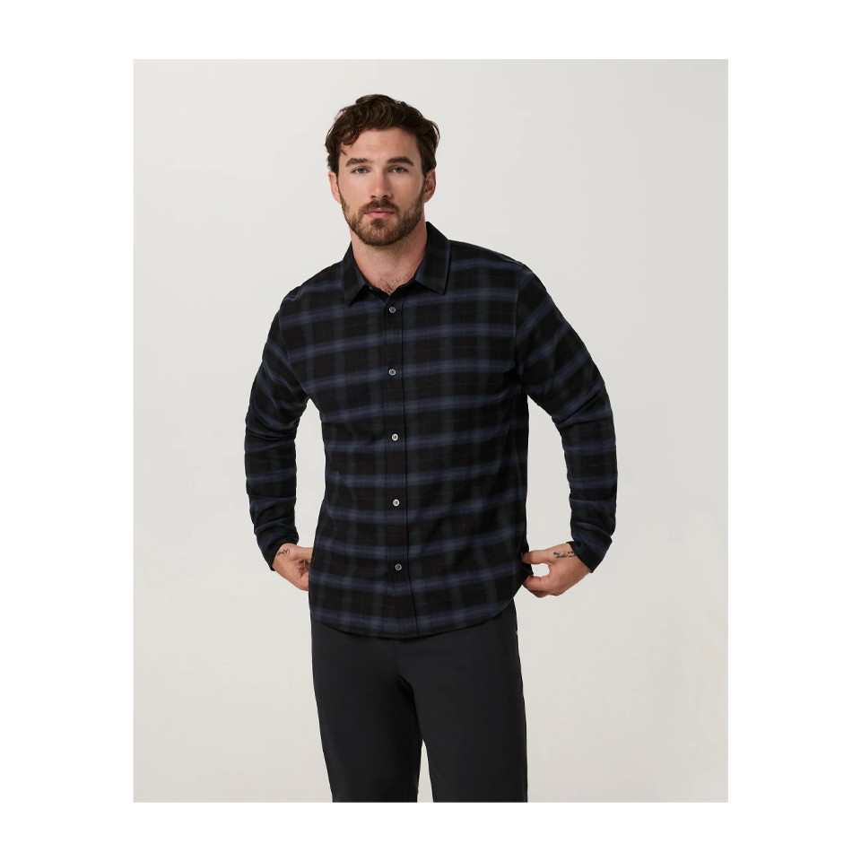 Vuori Men's Long Sleeve Midweight Flannel Shirt Black