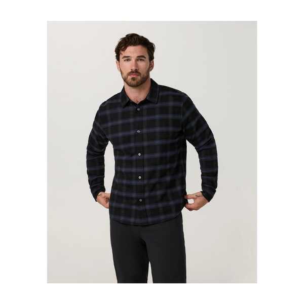 Vuori Men's Long Sleeve Midweight Flannel Shirt Black
