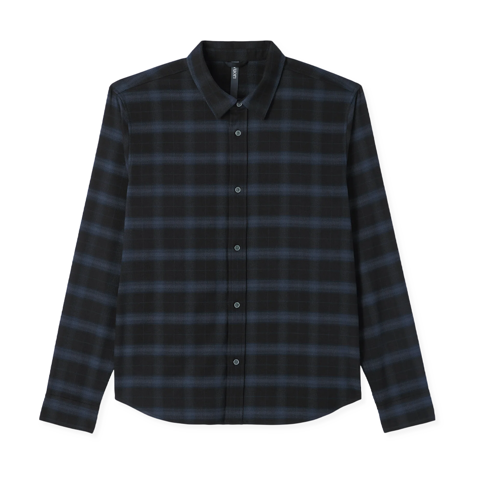 Vuori Men's Long Sleeve Midweight Flannel Shirt Black