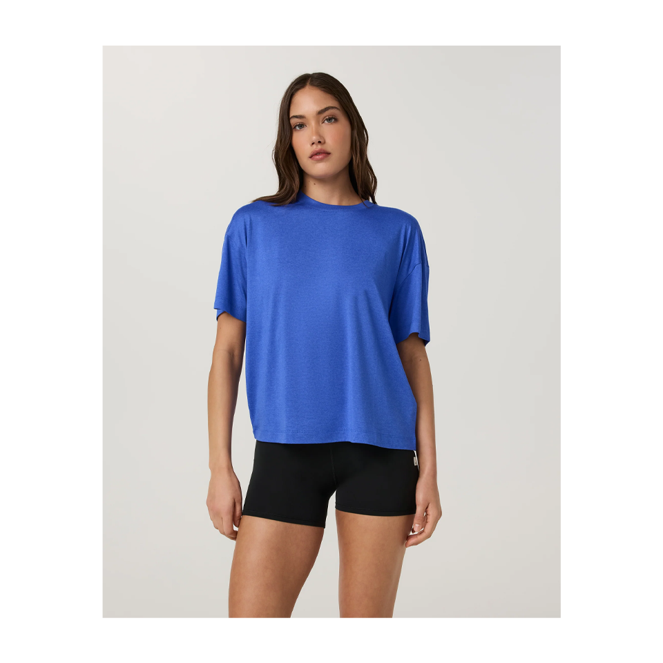 Vuori Women's Energy Tee Long Electric Blue Heather Main image