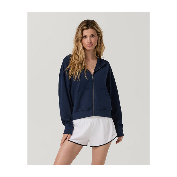 Vuori Women's Halo Modern Full Zip Hoodie Blue Coast Heather