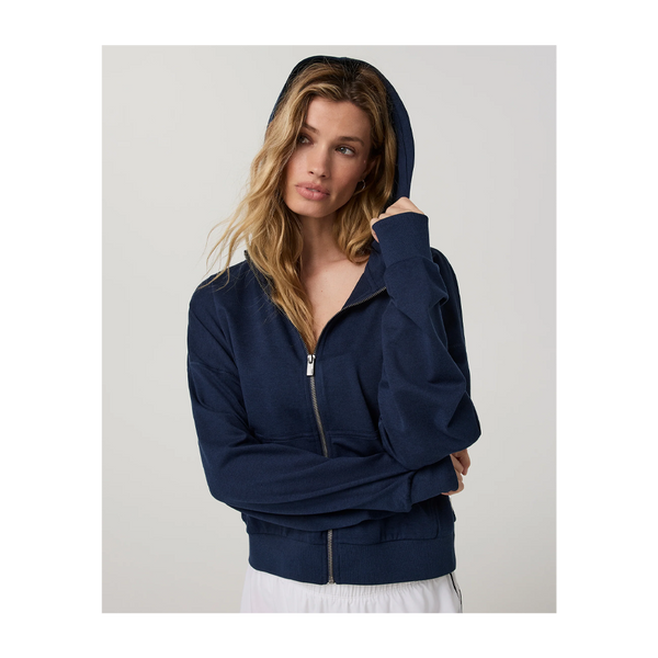 Vuori Women's Halo Modern Full Zip Hoodie Blue Coast Heather