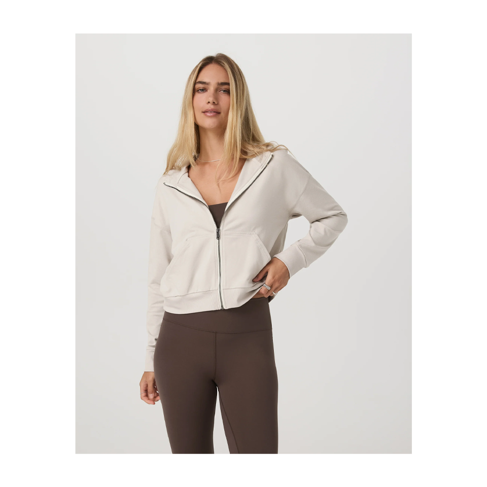 Vuori Women's Halo Modern Full Zip Hoodie Ecru Heather Main image