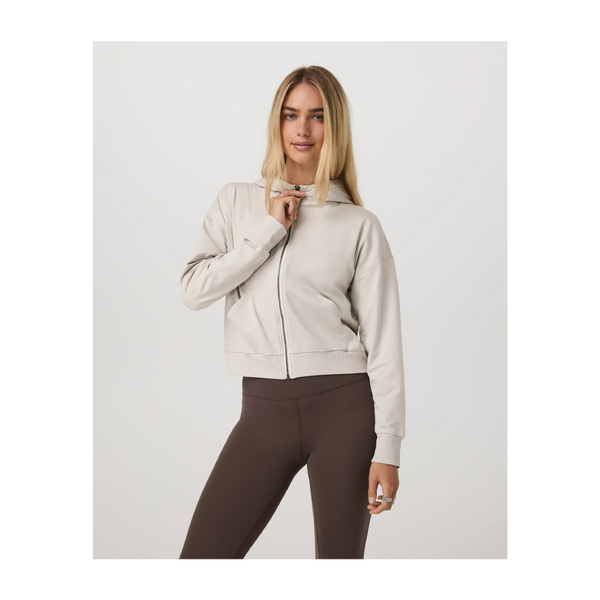 Vuori Women's Halo Modern Full Zip Hoodie Ecru Heather