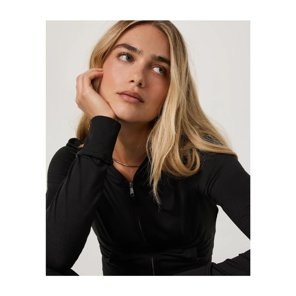 Vuori Women's Halo Mini Full Zip Hoodie Black Heather