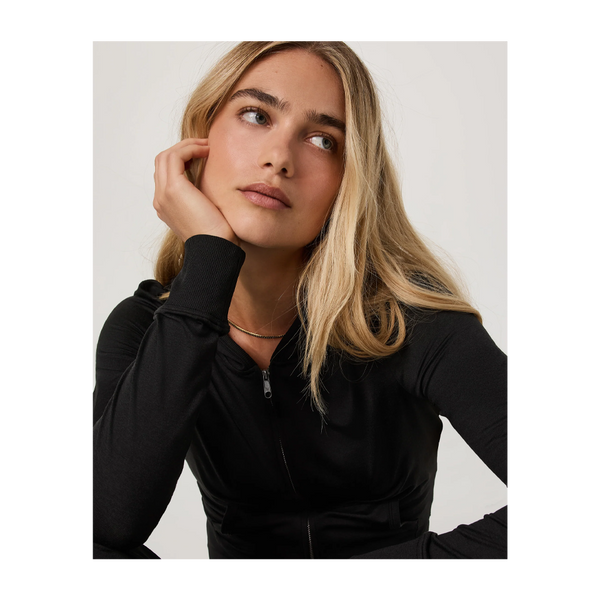 Vuori Women's Halo Mini Full Zip Hoodie Black Heather
