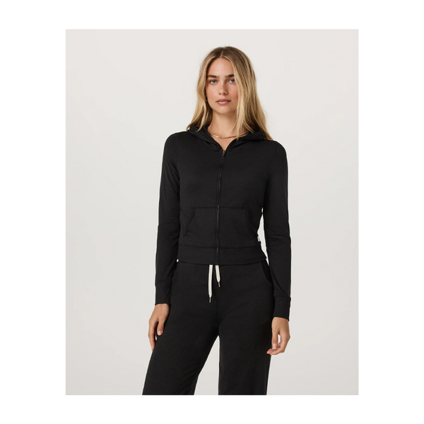 Vuori Women's Halo Mini Full Zip Hoodie Black Heather