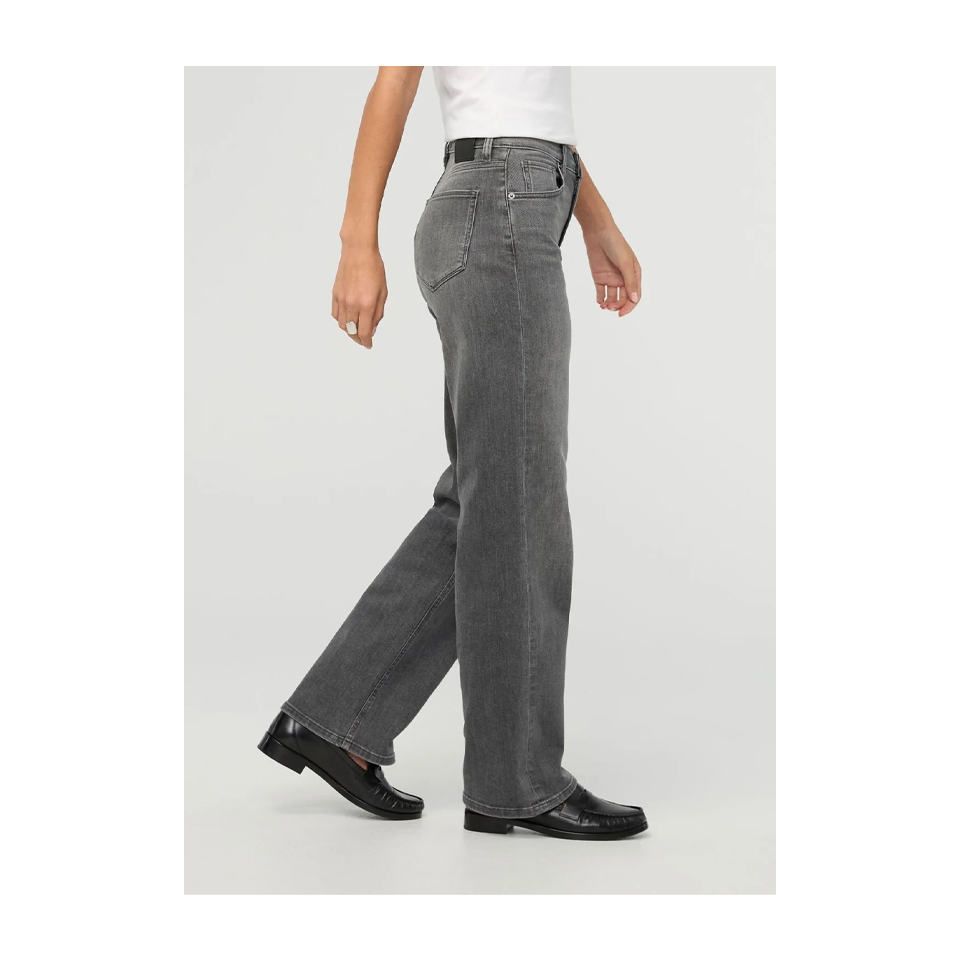 DUER Women's Performance Denim+ High Rise Straight Soft Grey