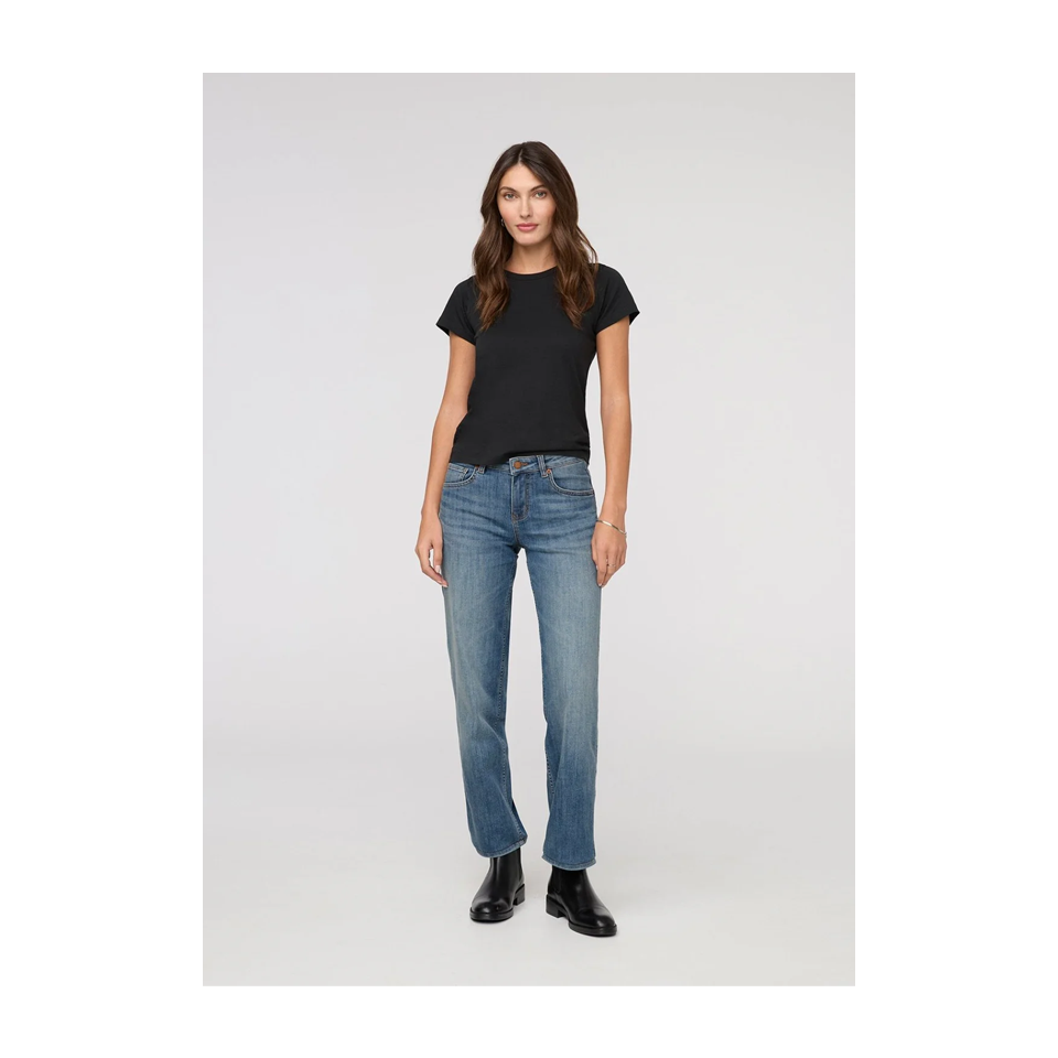 DUER Women's Performance Denim Mid Rise Straight Blue Ash Main image