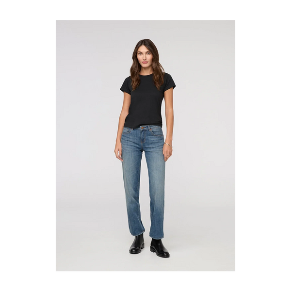 DUER Women's Performance Denim Mid Rise Straight Blue Ash