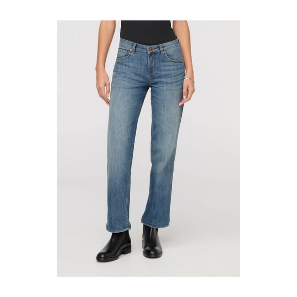 DUER Women's Performance Denim Mid Rise Straight Blue Ash