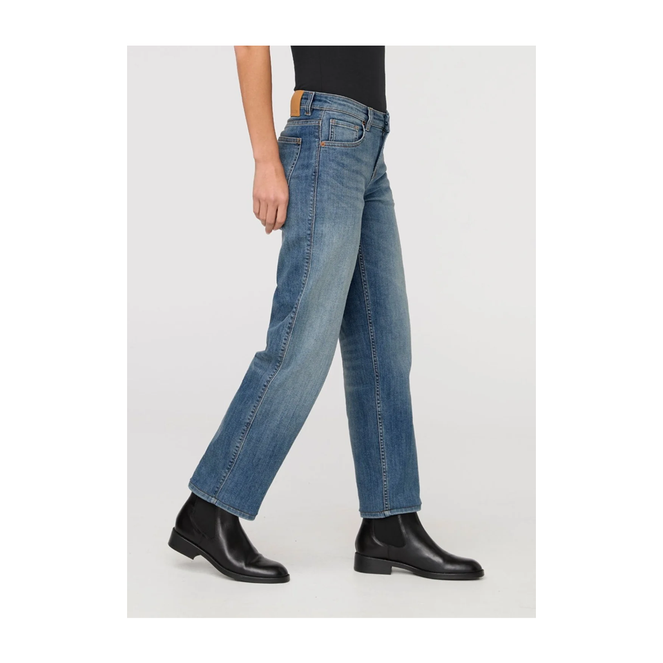 DUER Women's Performance Denim Mid Rise Straight Blue Ash