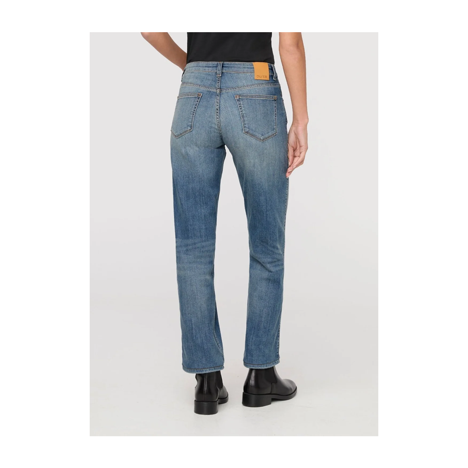 DUER Women's Performance Denim Mid Rise Straight Blue Ash