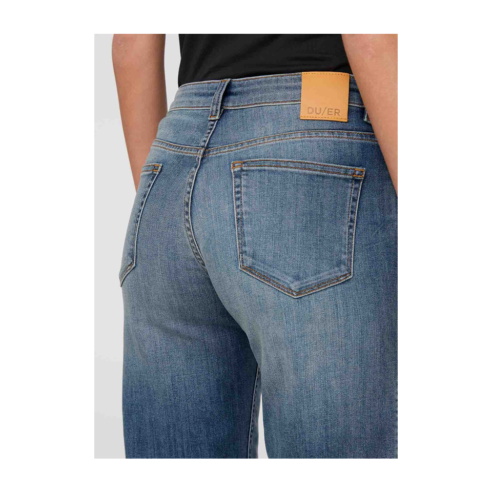 DUER Women's Performance Denim Mid Rise Straight Blue Ash