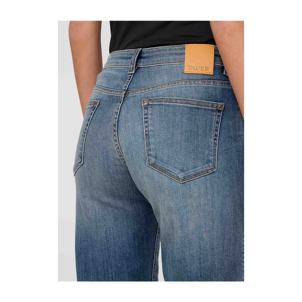 DUER Women's Performance Denim Mid Rise Straight Blue Ash