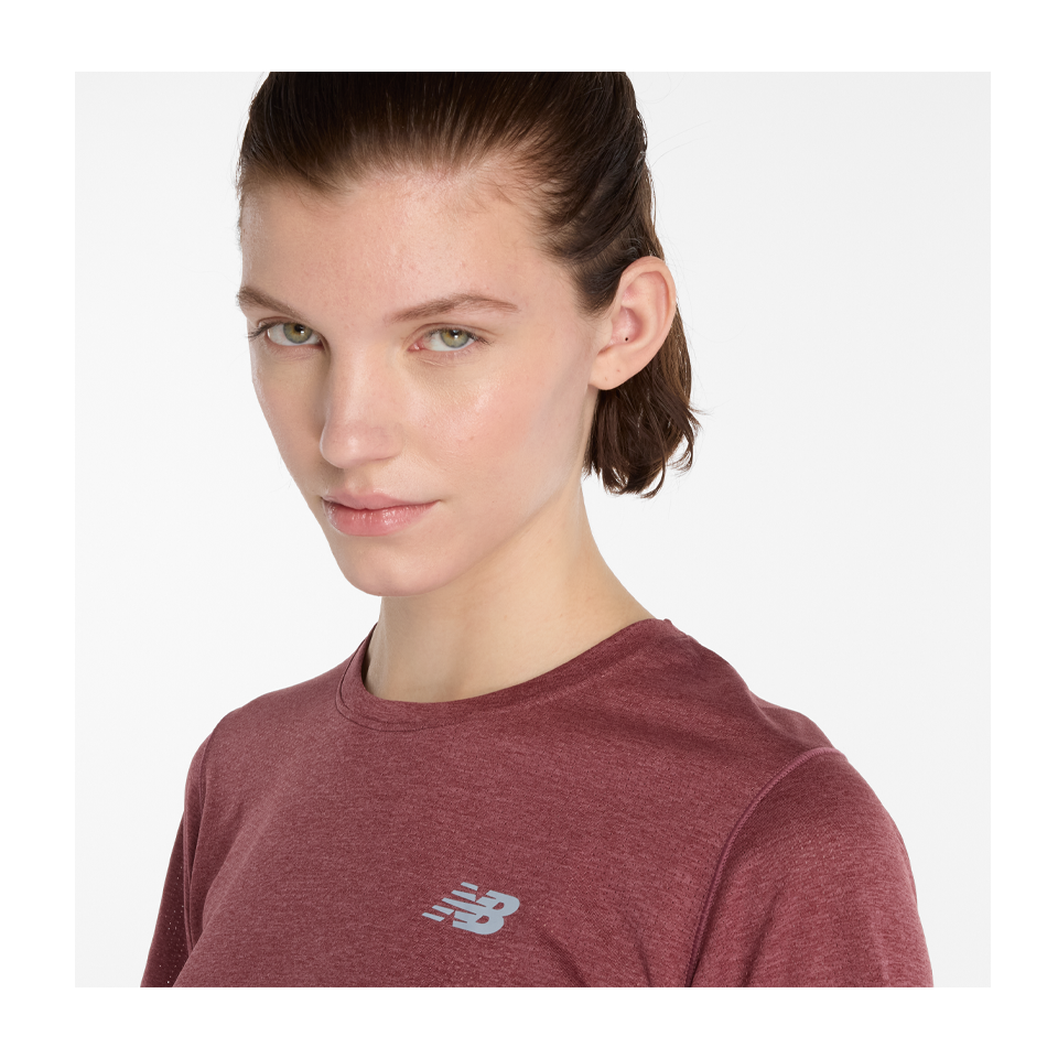 New Balance Women's Athletics T-Shirt Wash Burgundy Heather
