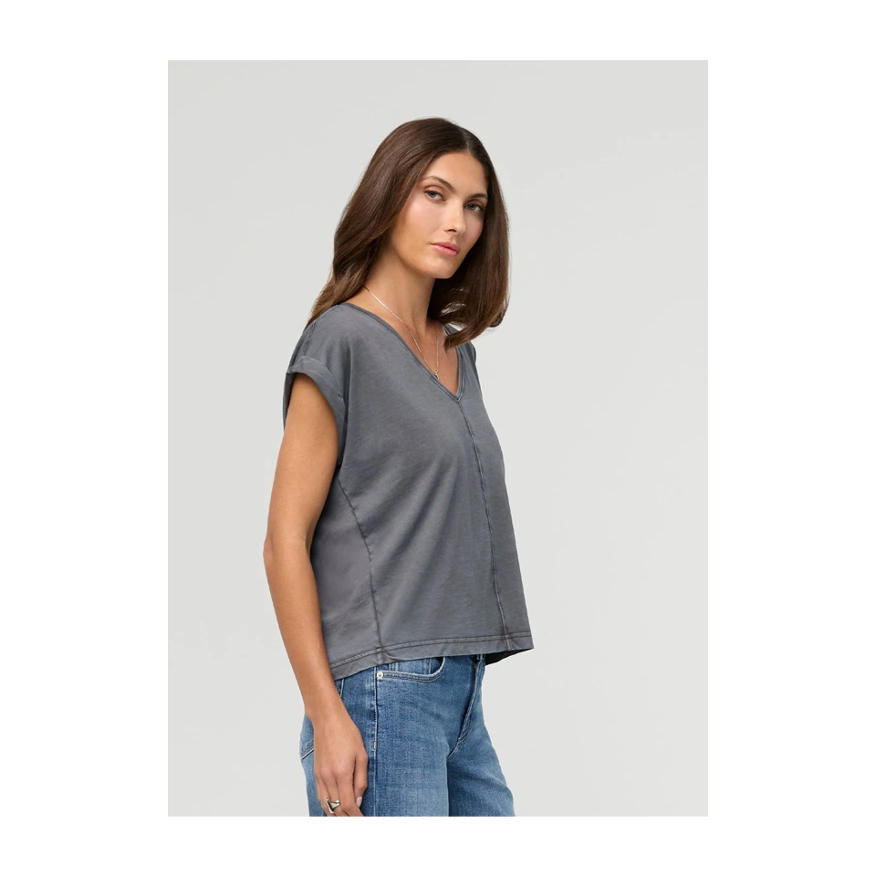 DUER Women's PurePima Dolman V-Neck Washed Grey