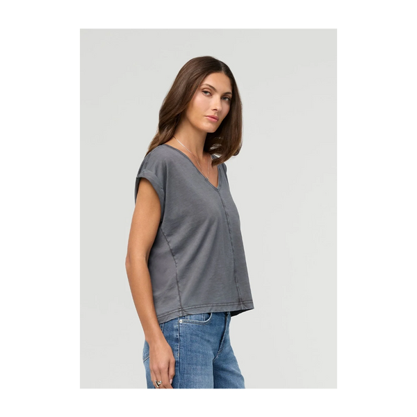 DUER Women's PurePima Dolman V-Neck Washed Grey