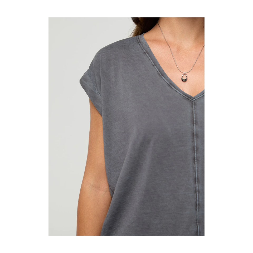 DUER Women's PurePima Dolman V-Neck Washed Grey