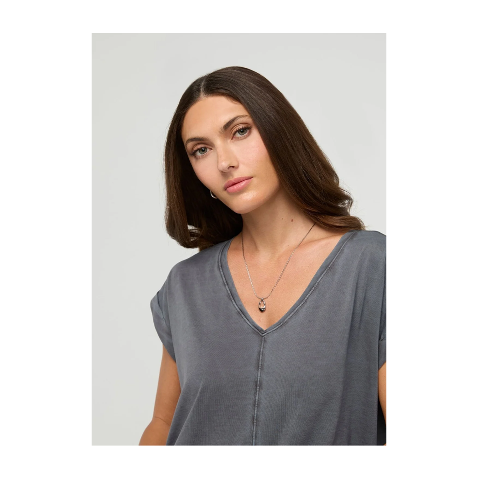 DUER Women's PurePima Dolman V-Neck Washed Grey