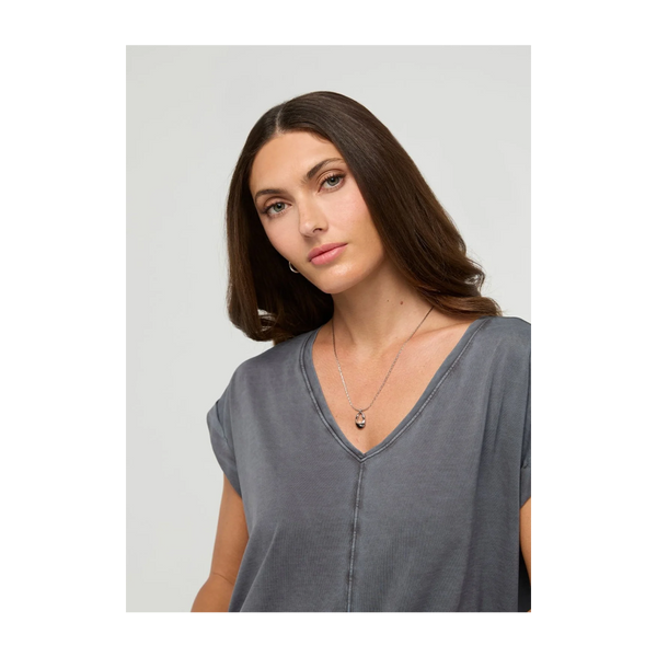DUER Women's PurePima Dolman V-Neck Washed Grey
