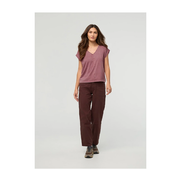 DUER Women's PurePima Dolman V-Neck Washed Dusty Rose
