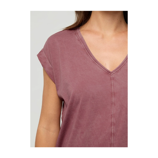 DUER Women's PurePima Dolman V-Neck Washed Dusty Rose