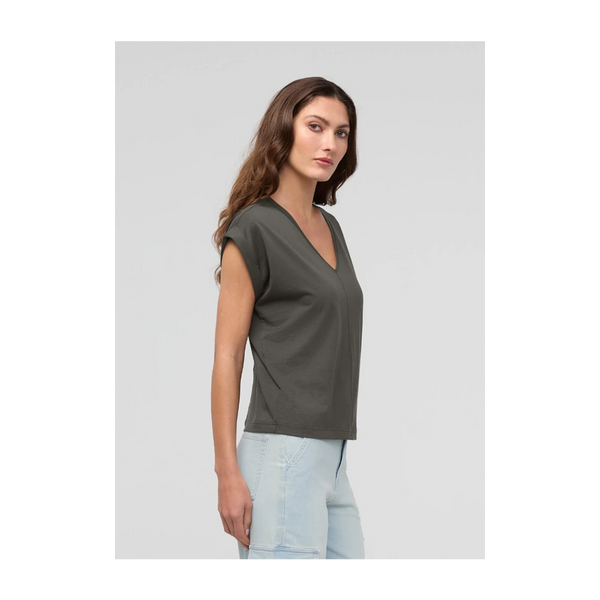DUER Women's PurePima Dolman V-Neck Evergreen