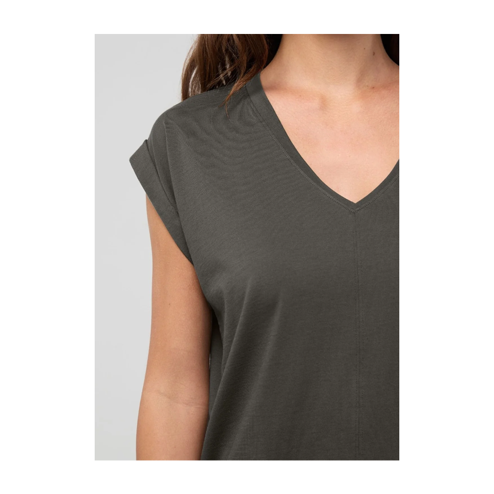 DUER Women's PurePima Dolman V-Neck Evergreen