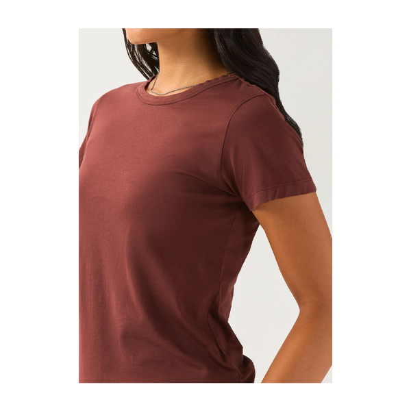 DUER Women's PurePima Slim Crew Chestnut