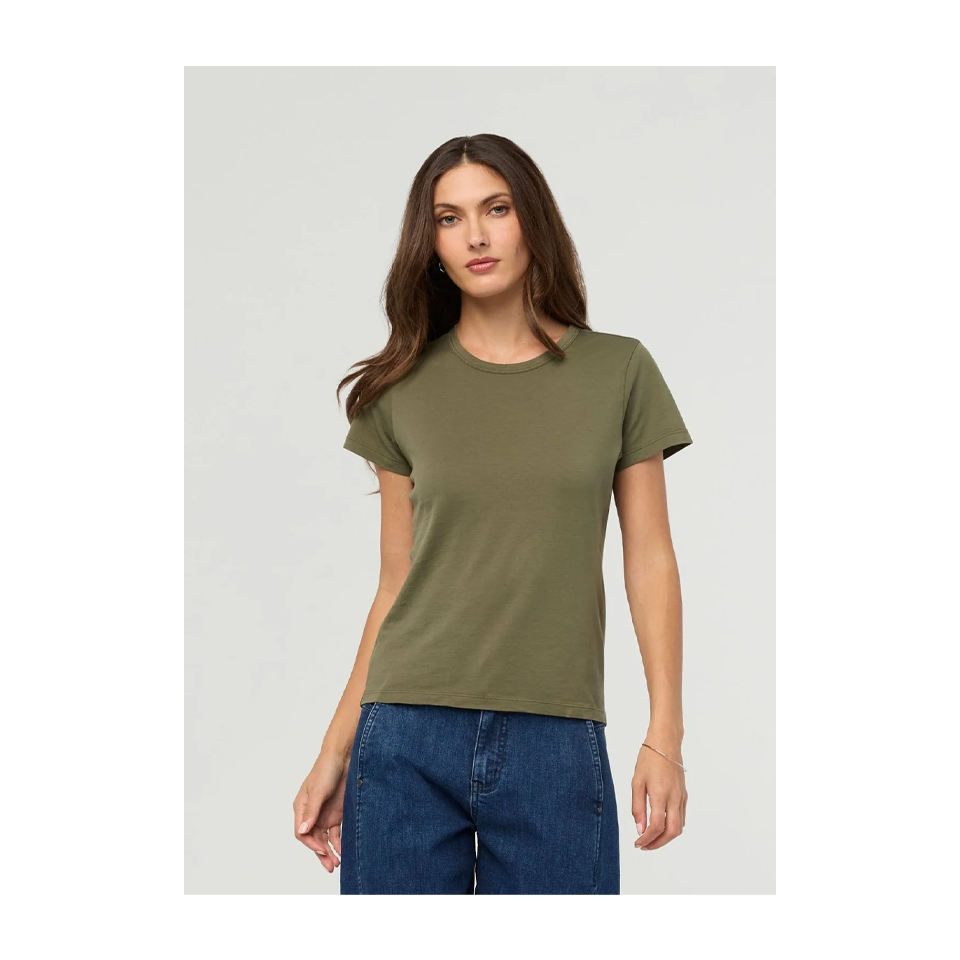 DUER Women's PurePima Slim Crew Kelp