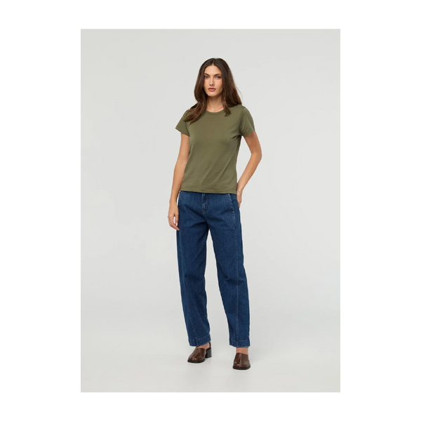DUER Women's PurePima Slim Crew Kelp