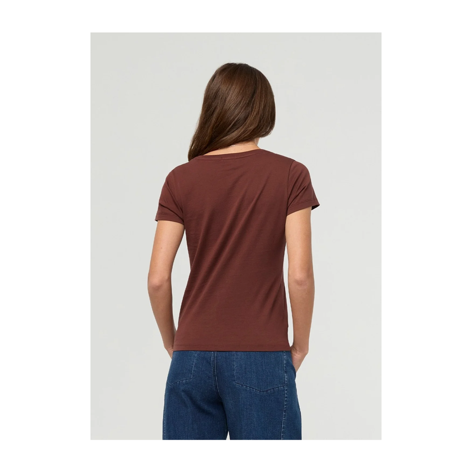 DUER Women's PurePima Slim V-Neck Chestnut