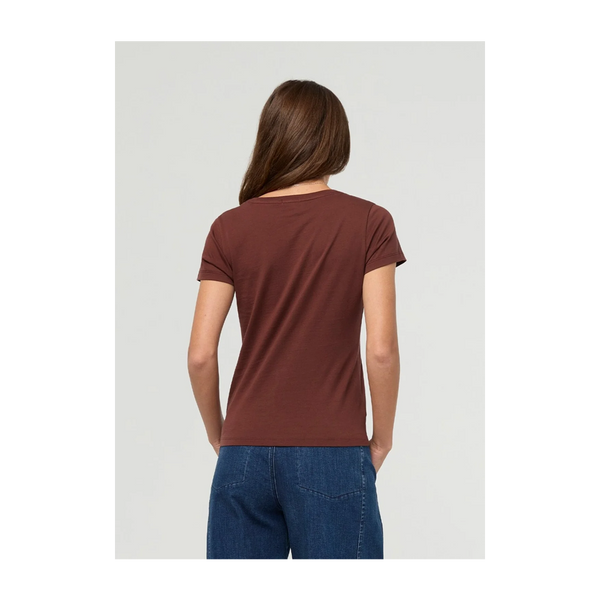 DUER Women's PurePima Slim V-Neck Chestnut