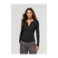DUER Women's Ribbed Pima Long Sleeve Henley Black